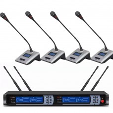 Professional 200 Channel 4 Gooseneck Wireless Microphone System 4 Desktop Conference Mic DJ Karaoke Sets SKM9200